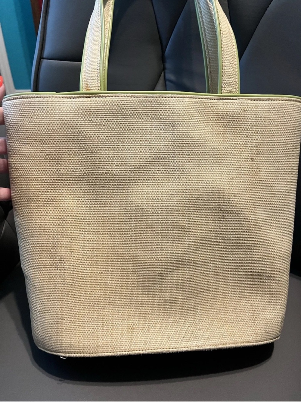Lulu Guinness Vintage Straw Tote with Pink, Orange, Lavender Floral Embroidery - Picture 6 of 9